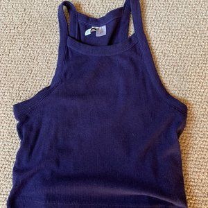 Dark Indigo Purple High-Neck Crop Top